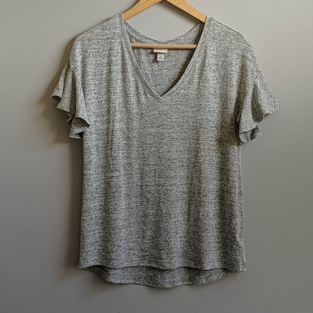 Ruffle Sleeve V-neck